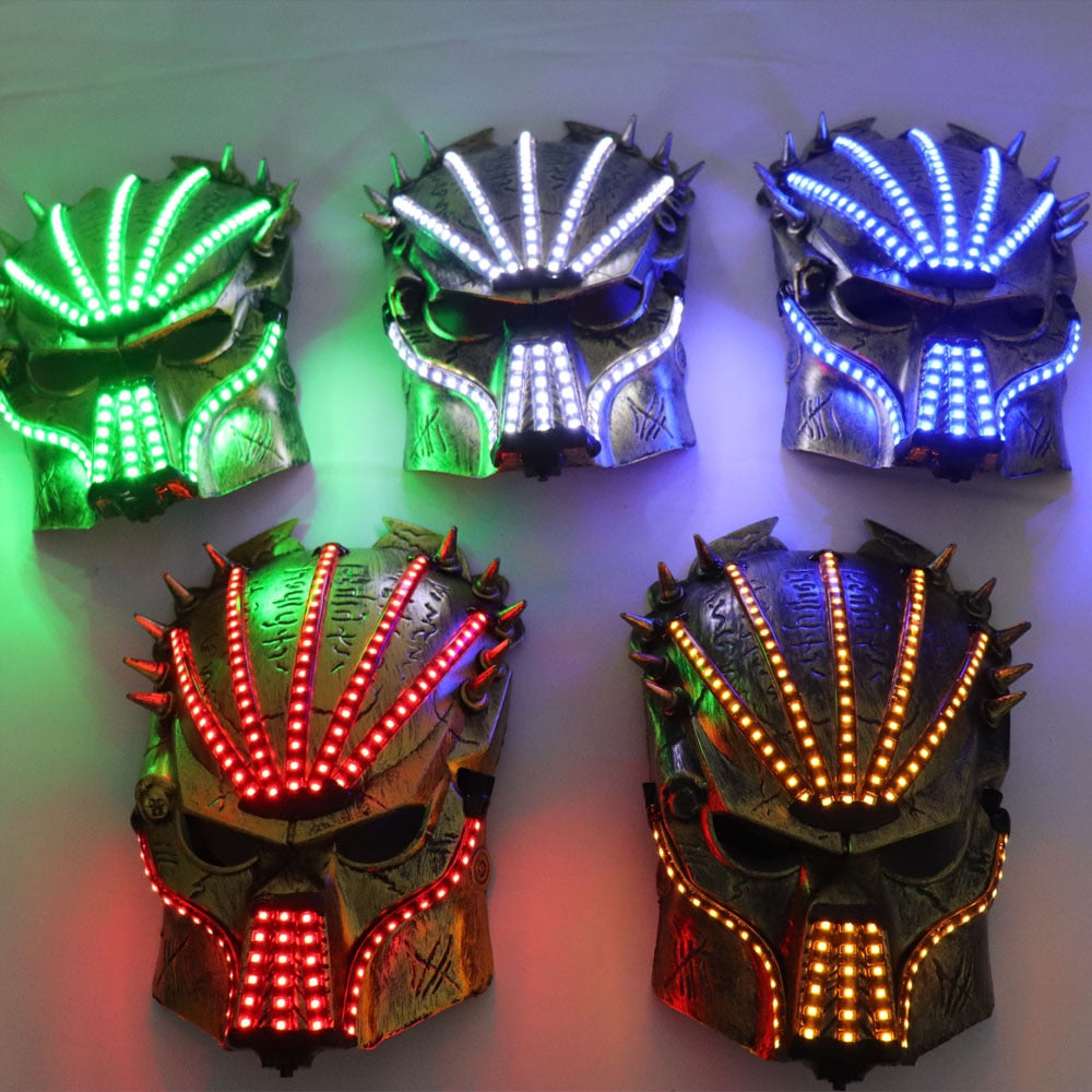 NOUVEAU Masque d'Halloween à LED prédateur, masque lumineux effrayant pour hommes femmes enfants adultes avec changement de couleurs. Cosplay Costume Parties