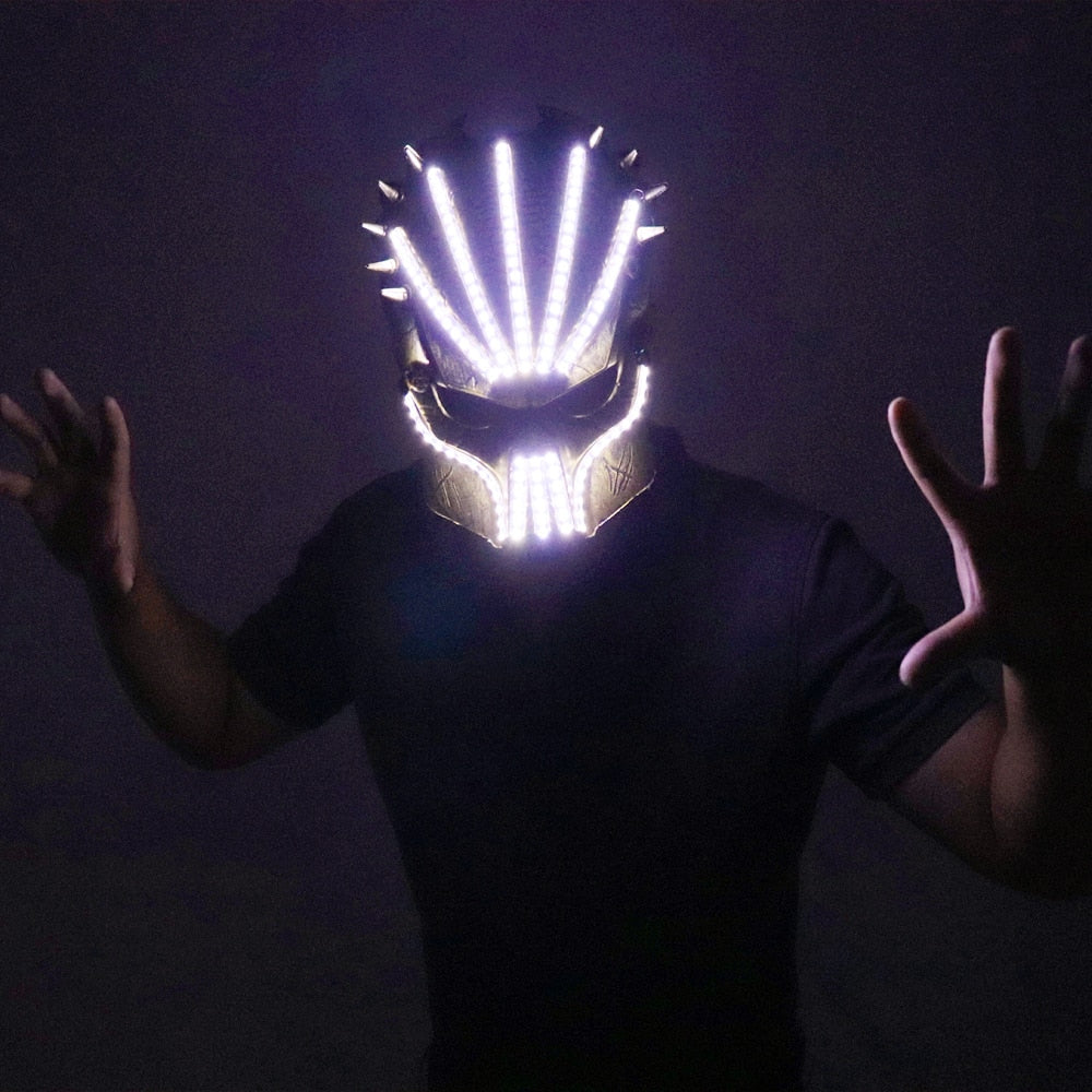 NOUVEAU Masque d'Halloween à LED prédateur, masque lumineux effrayant pour hommes femmes enfants adultes avec changement de couleurs. Cosplay Costume Parties