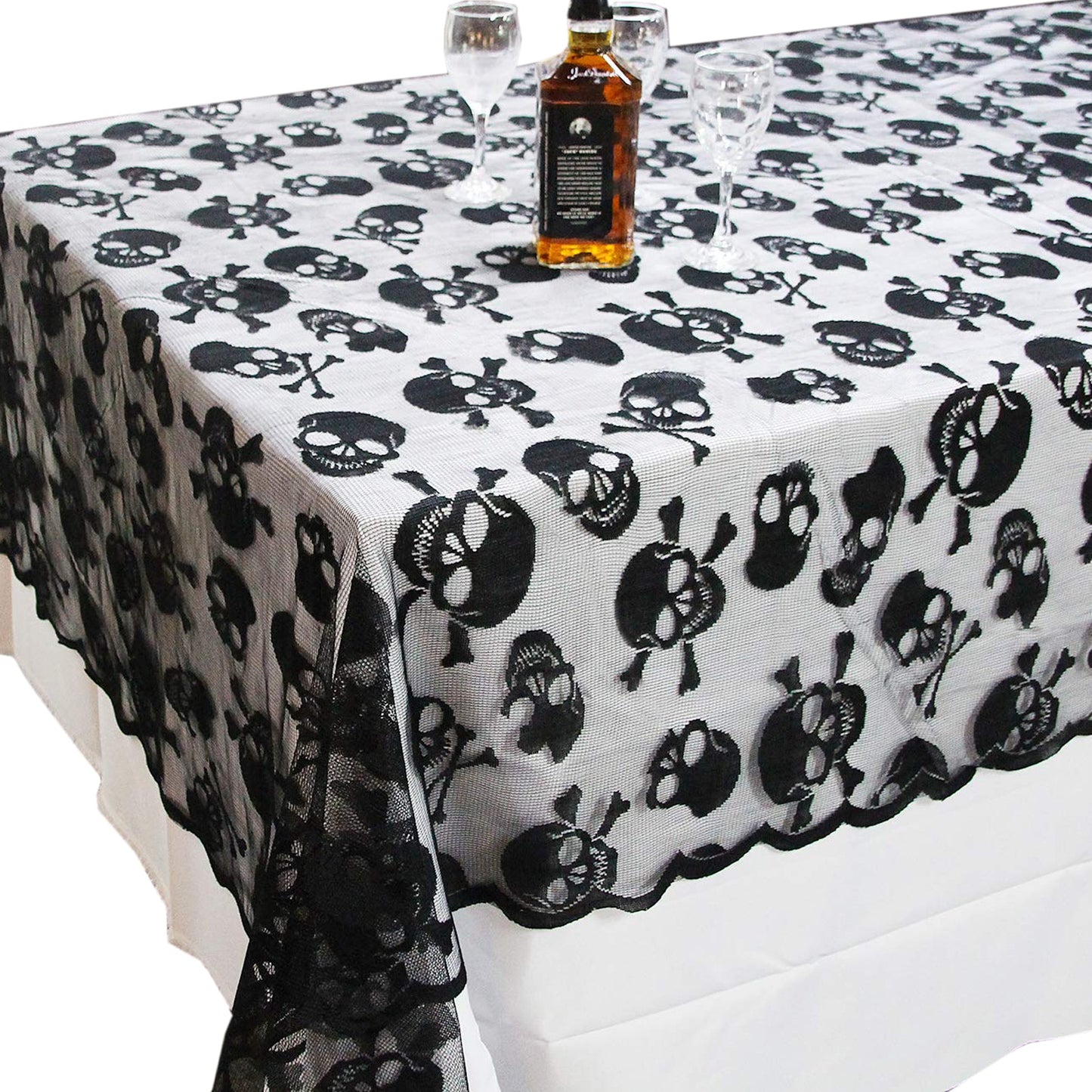 Nappe Noire Halloween, Nappe Table Dentelle Halloween, Nappe Toile Araignée Noire, Nappe Gothique Halloween, Décoration de Table pour Fête Halloween