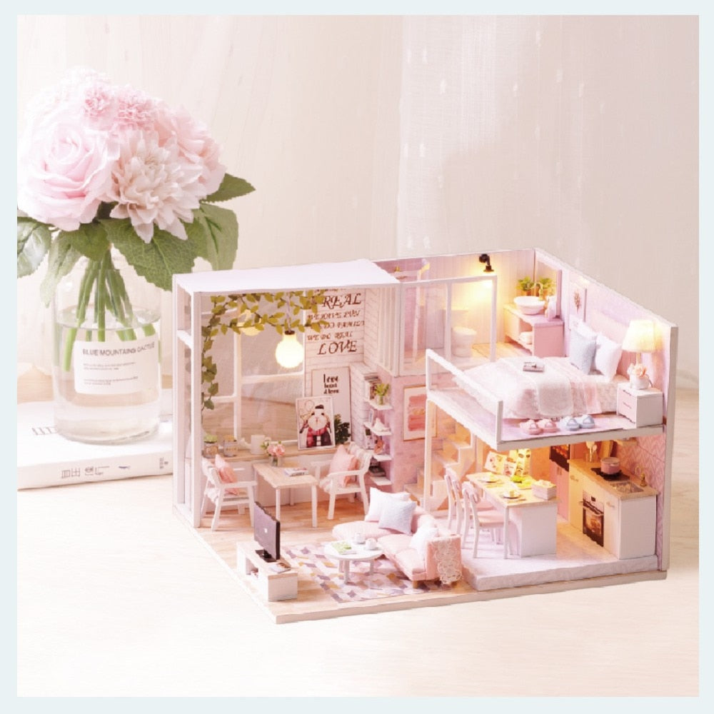 Maquette Maison Miniature Rose pas cher